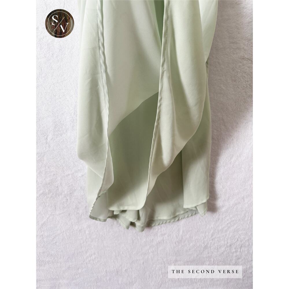 Abercrombie Dress Spaghetti Strap Side Slit Mint Green Cottagecore Large - Picture 9 of 11